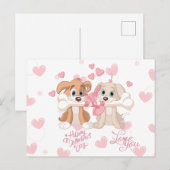 Kute Puppies met een Botsing Valentijnsdag Hearts Briefkaart (Voorkant / Achterkant)