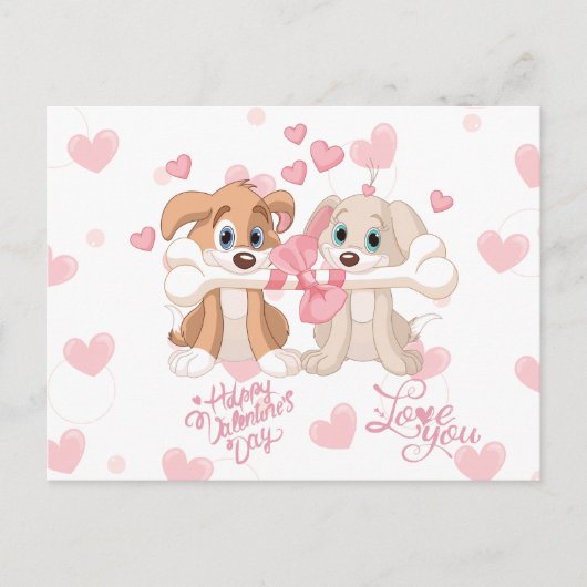 Kute Puppies met een Botsing Valentijnsdag Hearts Briefkaart (Voorkant)