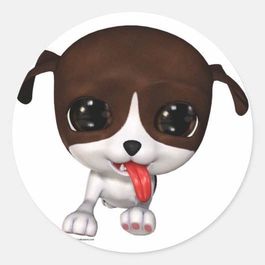 Kute Puppies: Stickers met Paw-ronde (Voorkant)