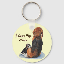 Kute puppy beagle met mama hond sleutelhanger
