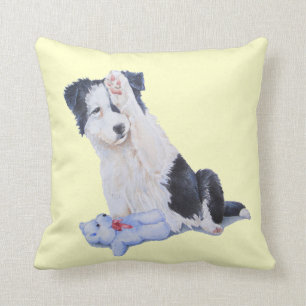 Kute puppy border collie and teddy dog art kussen
