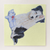 Kute puppy border collie and teddy dog art legpuzzel (Horizontaal)