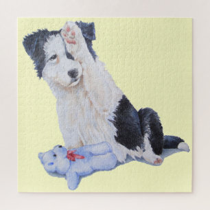 Kute puppy border collie and teddy dog art legpuzzel