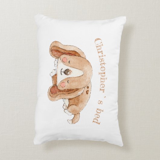 Kute puppy DBL-side aangepaste tekst kinder Accent Kussen (Achterkant (Verticaal))