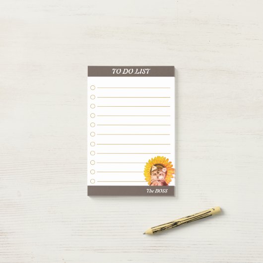 Kute puppy Dog met zonnebloem om lijst te doen Post-it® Notes (Op bureau)