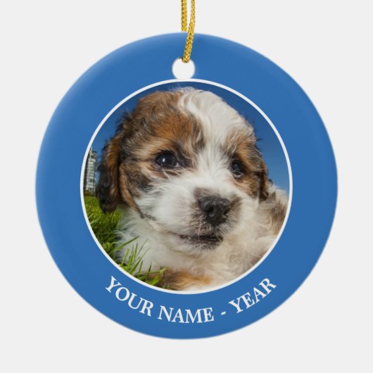 Kute puppy dog (Shitzu) Keramisch Ornament (Voorkant)