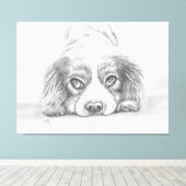 Kute puppy Dog Tekenketting Canvas Afdruk (Insitu (Houten vloer))