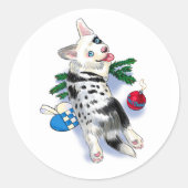 Kute puppy Kerstmis Ronde Sticker (Voorkant)