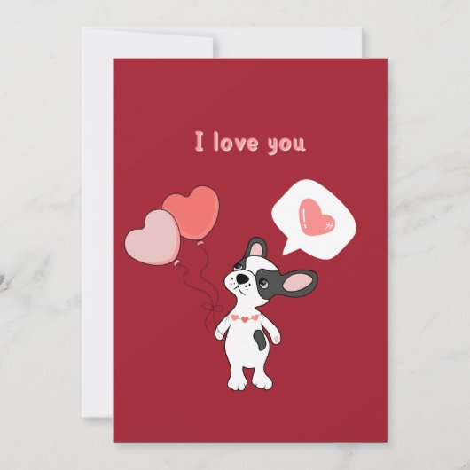 Kute puppy met ballonnen en harten Valentijnsdag Feestdagenkaart (Voorkant)