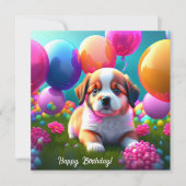 Kute puppy met ballonnen - jarig (Voorkant)