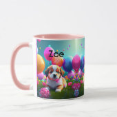 Kute puppy met ballonnen - zoet mok (Links)