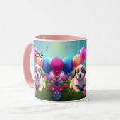 Kute puppy met ballonnen - zoet mok (Voorkant links)