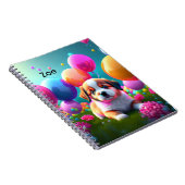 Kute puppy met ballonnen - zoet notitieboek (Rechterzijde)