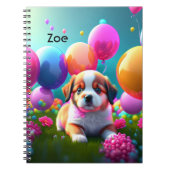 Kute puppy met ballonnen - zoet notitieboek (Voorkant)