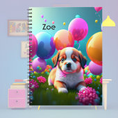 Kute puppy met ballonnen - zoet notitieboek