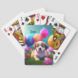 Kute puppy met ballonnen - zoet pokerkaarten