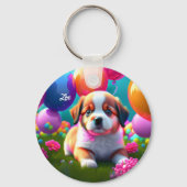Kute puppy met ballonnen - zoet sleutelhanger (Voorkant)