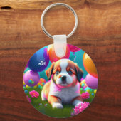 Kute puppy met ballonnen - zoet sleutelhanger (Voorkant)