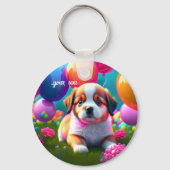 Kute puppy met ballonnen - zoet sleutelhanger (Achterkant)