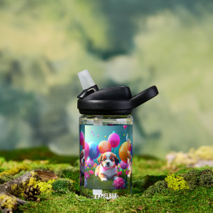 Kute puppy met ballonnen - zoet waterfles