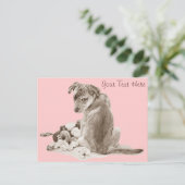 Kute puppy mixing ras met teddy dog briefkaart (Staand voorkant)