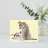 Kute puppy mixing ras met teddy dog realist art. briefkaart (Staand voorkant)