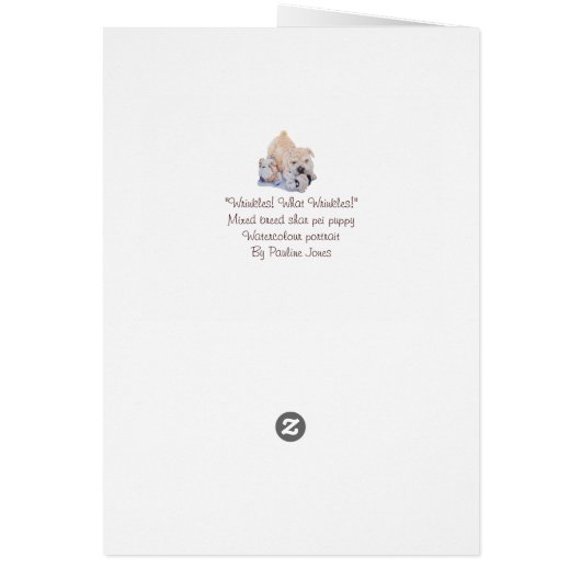 Kute puppy shar pei met teddy draagt portretkunst (Achterkant)