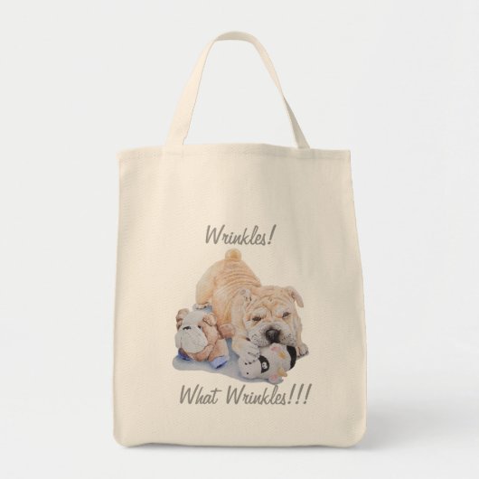 Kute puppy shar pei teddy draagt een leuke slogan tote bag (Voorkant)