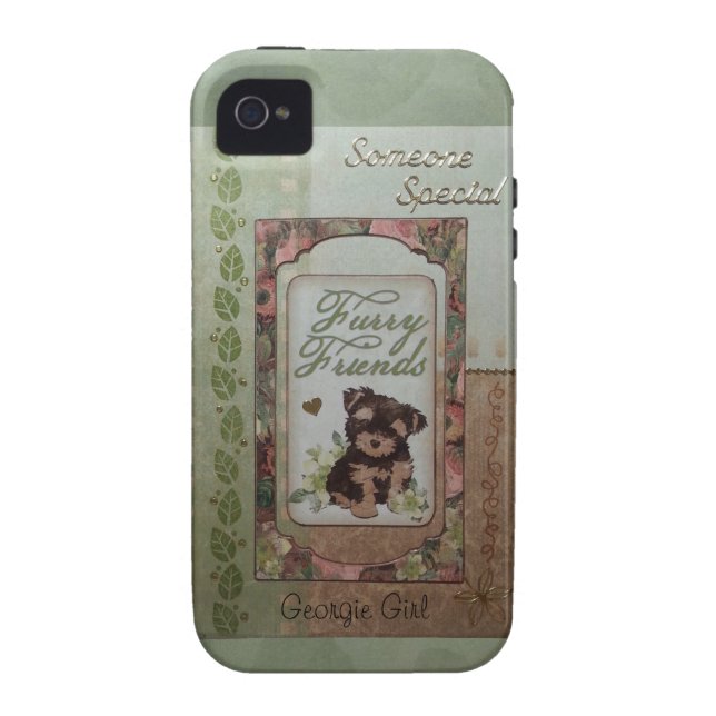 Kute puppy tan/green Case-Mate iPhone case (Achterkant)