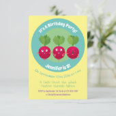 Kute radishes die trio cartoon groenten inv zingen kaart (Staand voorkant)