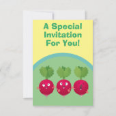 Kute radishes die trio cartoon groenten inv zingen kaart (Achterkant)