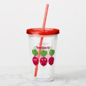 Kute radishes die trio-cartoon-groenten zingen acryl drinkbeker (Achterkant)
