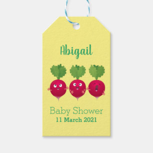 Kute radishes die trio-cartoon-groenten zingen cadeaulabel