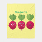 Kute radishes die trio-cartoon-groenten zingen fleece deken (Voorkant)