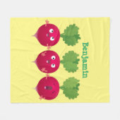 Kute radishes die trio-cartoon-groenten zingen fleece deken (Voorkant (Horizontaal))