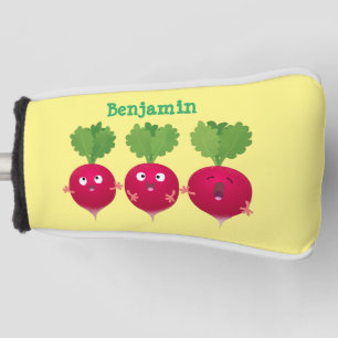 Kute radishes die trio-cartoon-groenten zingen golfheadcover