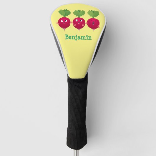 Kute radishes die trio-cartoon-groenten zingen golfheadcover (Voorkant)