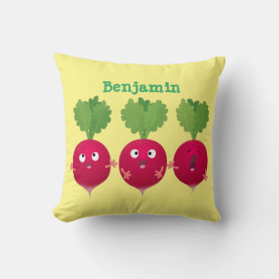 Kute radishes die trio-cartoon-groenten zingen kussen