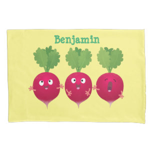 Kute radishes die trio-cartoon-groenten zingen kussensloop