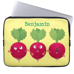 Kute radishes die trio-cartoon-groenten zingen laptop sleeve