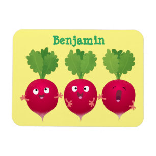Kute radishes die trio-cartoon-groenten zingen magneet