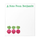 Kute radishes die trio-cartoon-groenten zingen notitieblok (Voorkant)