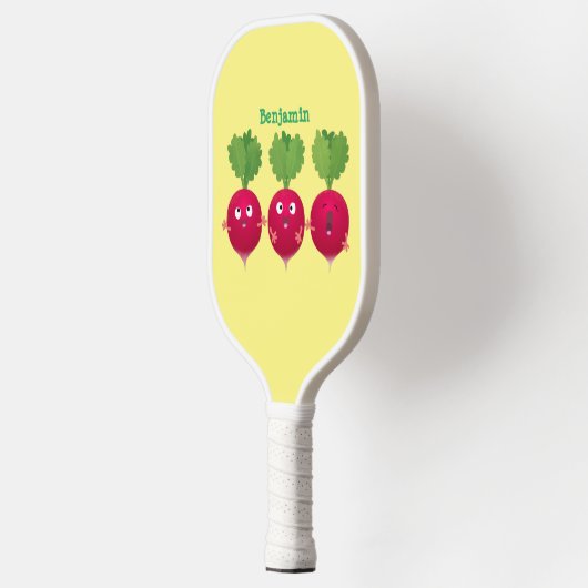 Kute radishes die trio-cartoon-groenten zingen pickleball paddle (Links)