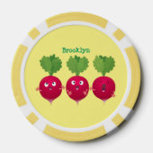 Kute radishes die trio-cartoon-groenten zingen poker chips (Achterkant)