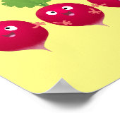 Kute radishes die trio-cartoon-groenten zingen poster (Hoek)