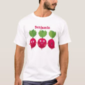 Kute radishes die trio-cartoon-groenten zingen t-shirt (Voorkant)
