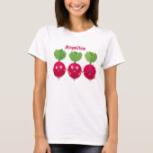 Kute radishes die trio-cartoon-groenten zingen t-shirt (Voorkant)