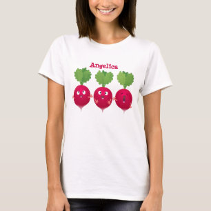 Kute radishes die trio-cartoon-groenten zingen t-shirt