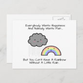 Kute Rainbow Rain Cloud Geluk Quote Briefkaart (Voorkant / Achterkant)