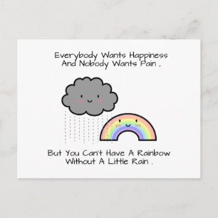 Kute Rainbow Rain Cloud Geluk Quote Briefkaart